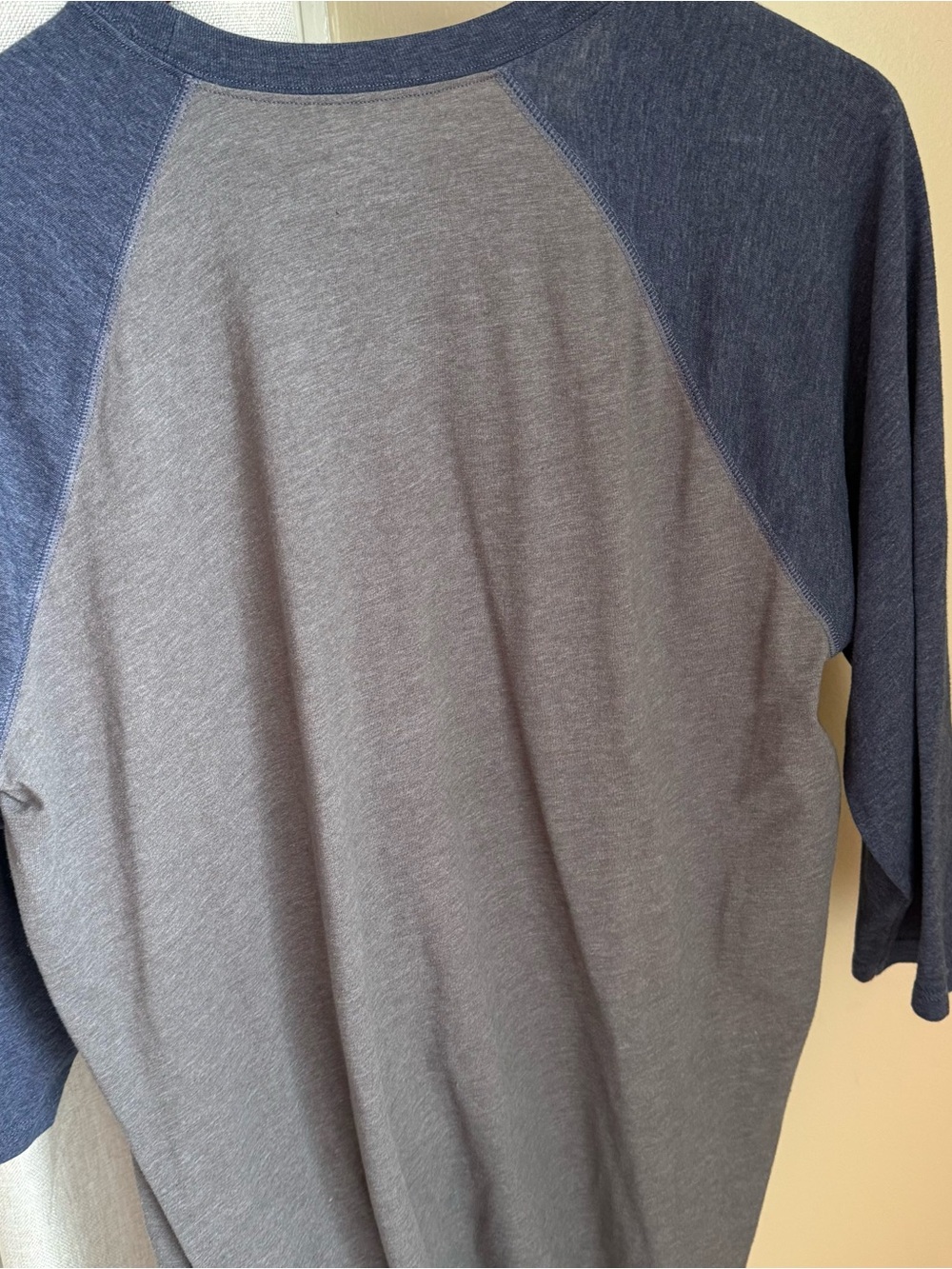 The North Face Americana Baseball Tee Heather Grey Blue 3/4 Raglan Shirt Large - Picture 2 of 6